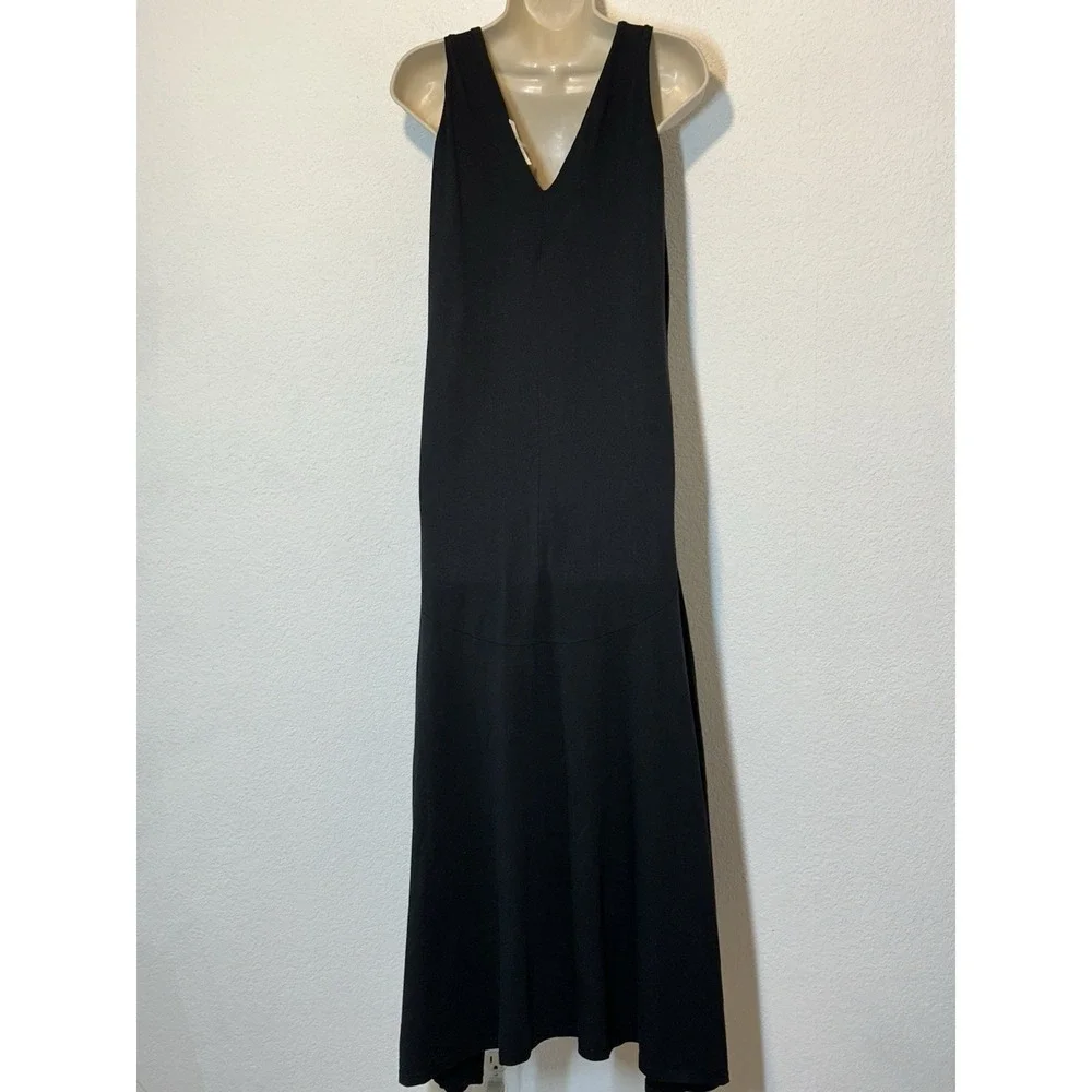 Frame Savannah Sleeveless Maxi Dress Black Drop Waist Handkerchief Hem Size S - Picture 3 of 6